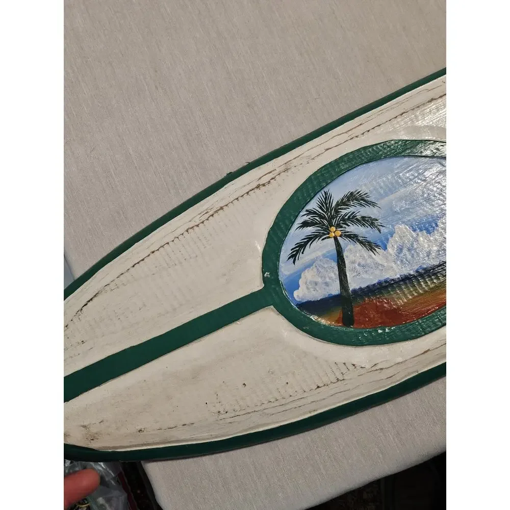 Lanikai Beach Wooden surf sign 40" w/ Beach Painting - Real Hand Carved Wood - Picture 2 of 14